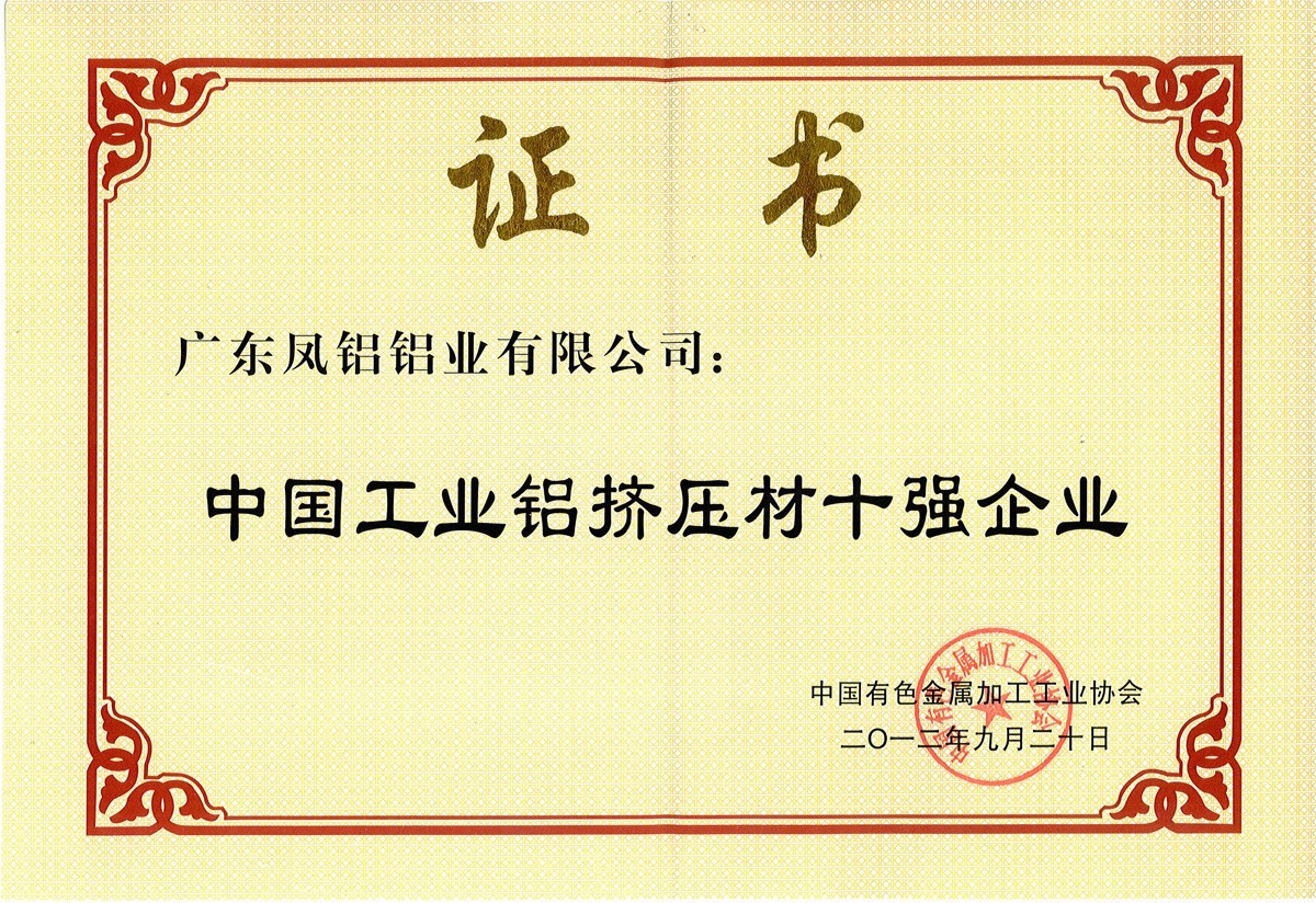 中國(guó)工業(yè)鋁擠壓材排名第四