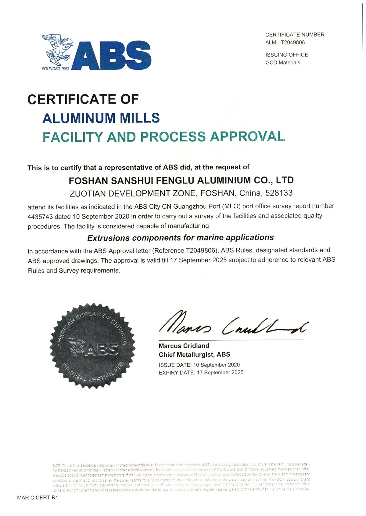 American Bureau of Shipping (ABS) Certification